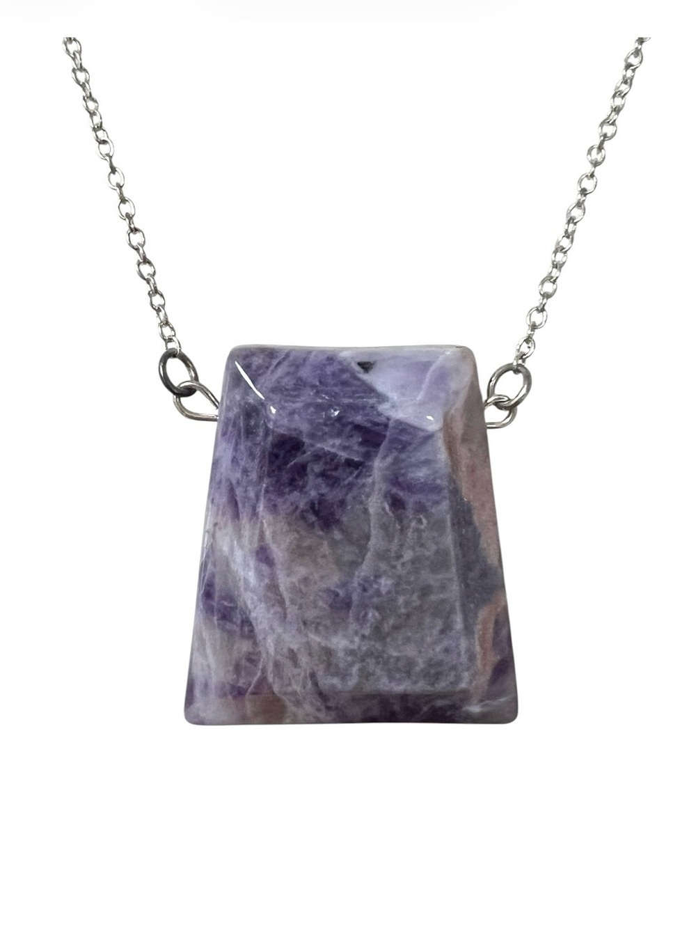 Silver Dream Amethyst Trapezoid Pendant Statement Necklace